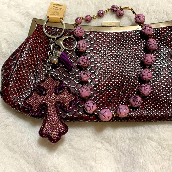 Rhinestone crystal cross keychain NEW purple - Picture 14 of 15